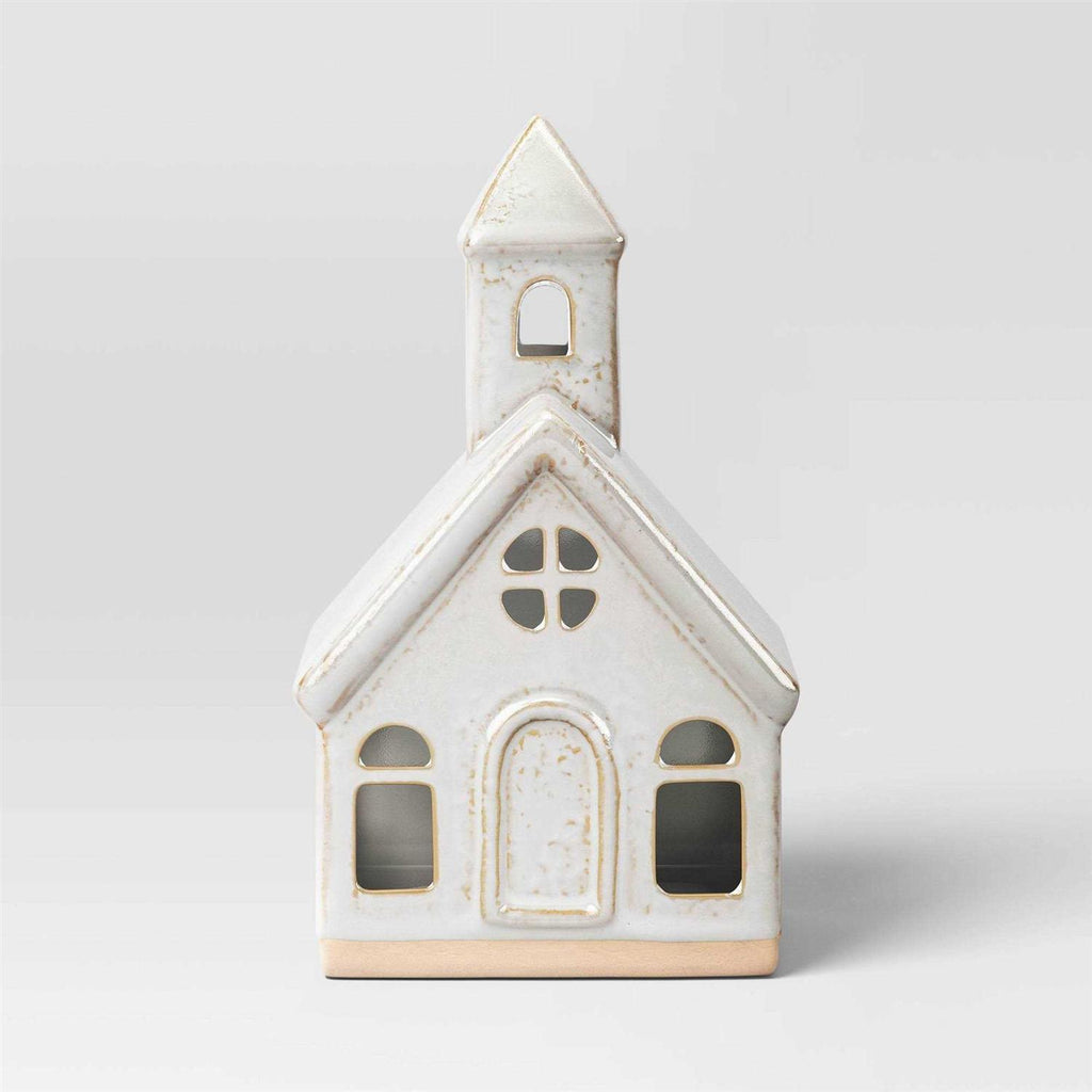 Wondershop 6.875 Battery Operated LED Lit Ceramic Church Christmas Village Building