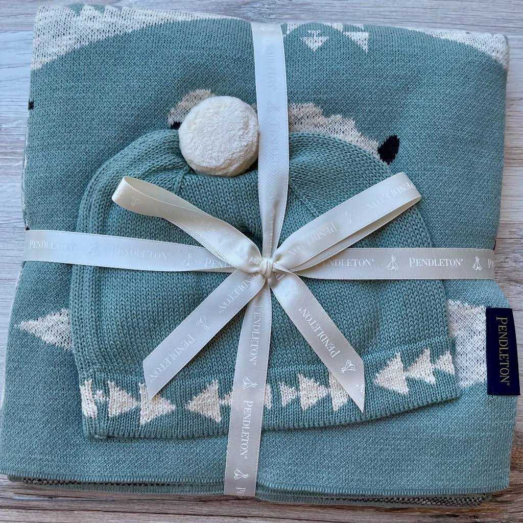 Pendleton Knit Baby Blanket with Beanie