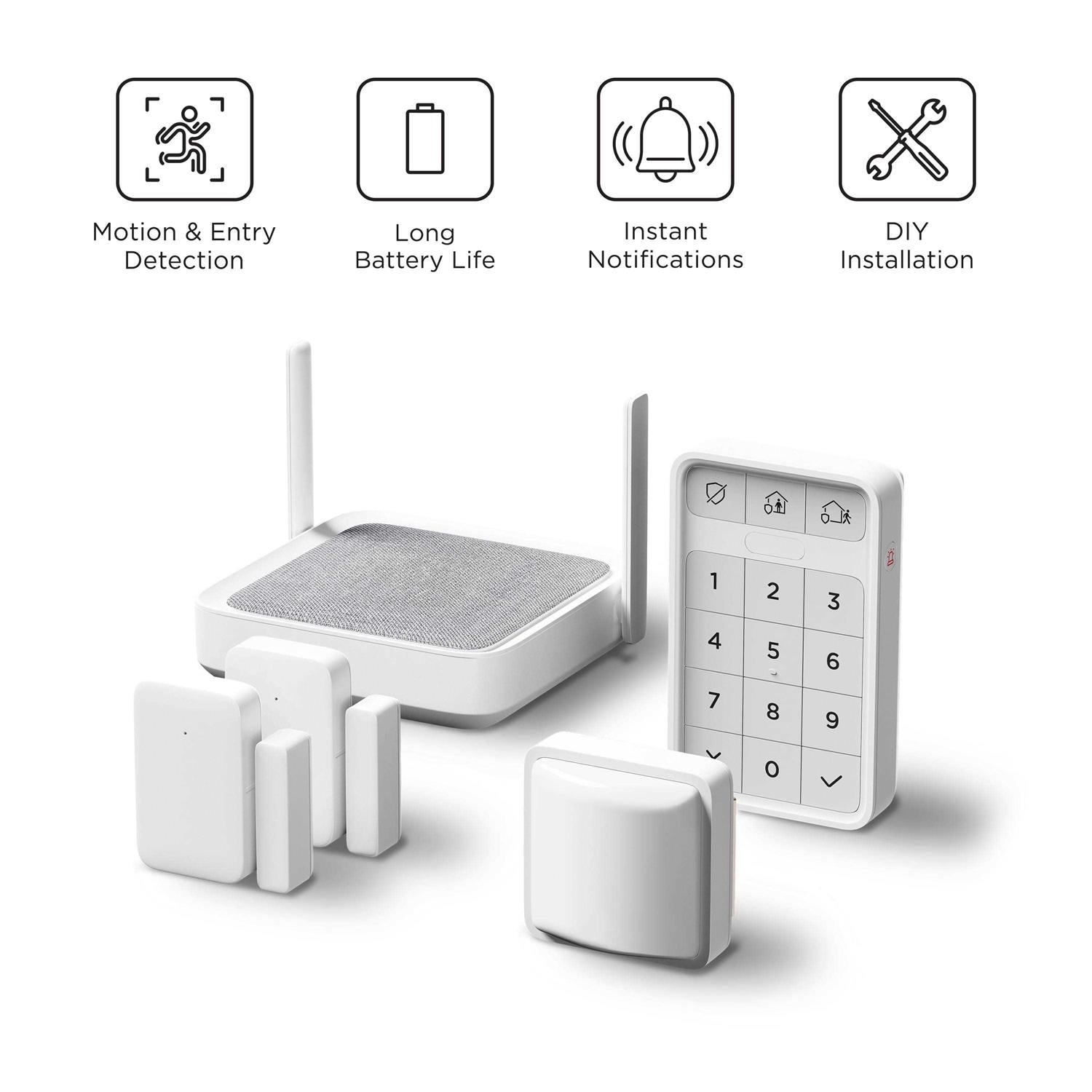 Roku Smart Home 5-Piece Home Monitoring System Bundle Wi-Fi-Enabled Indoor Battery-Powered with Free Self-Monitoring