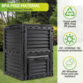 HomGarden 80Gal Composting Bin Large Composter Tumbler BPA-Free Black
