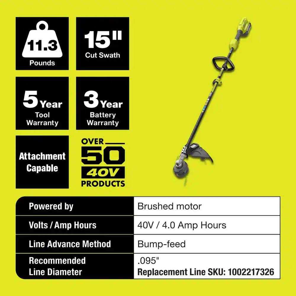 RYOBI 40V Expand-It Cordless Attachment Capable Trimmer/Edger with 4.0 Ah Battery and Charger