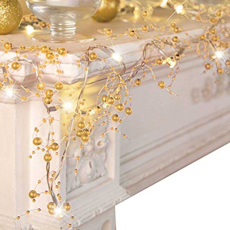 Collections Etc Indoor Christmas Decorations Festive Lighted Berry Beaded Garland