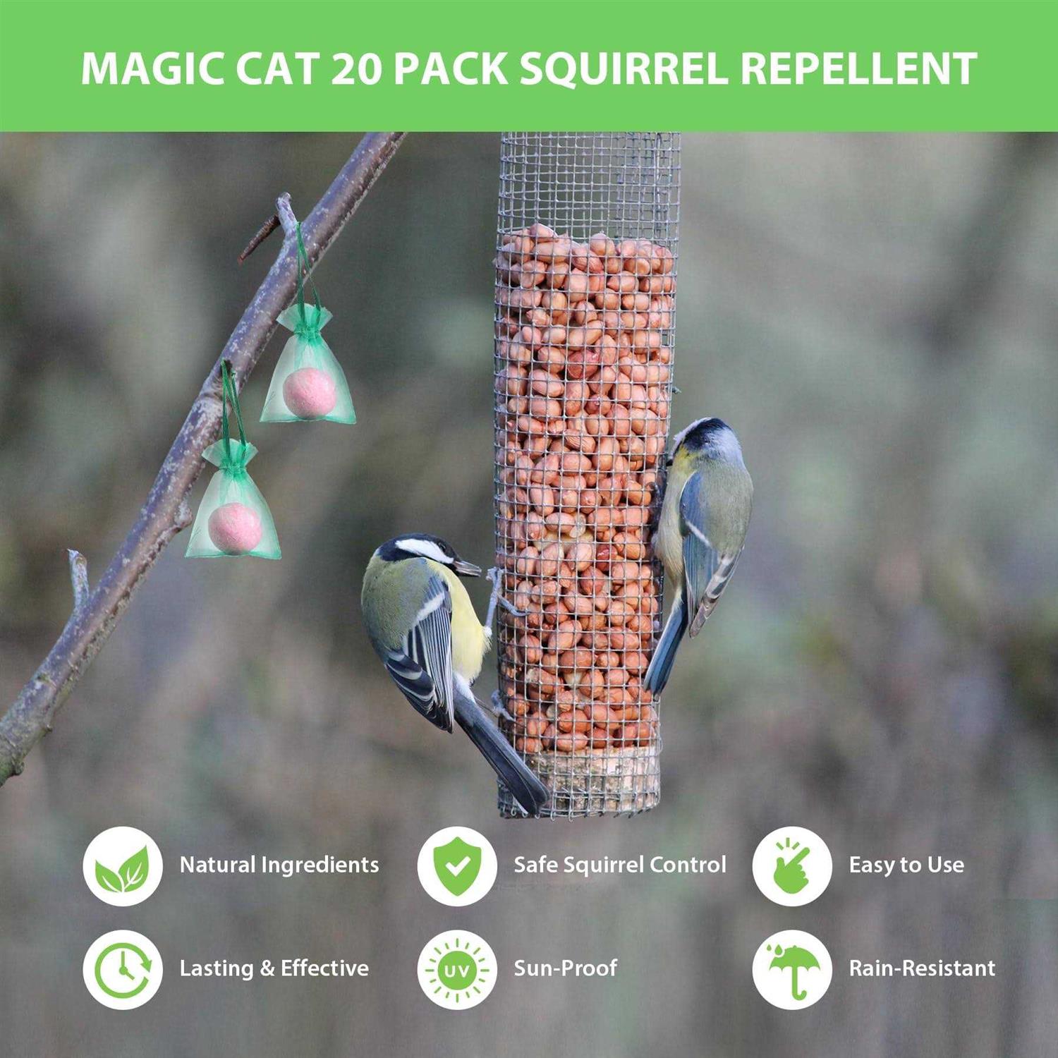 MAGIC CAT Squirrel Repellent Natural Peppermint Oil Squirrel Deterrent Pet Safe