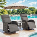 Pocassy 3PCS Versatile Outdoor Recliner Chair with Side Table Grey Cushion