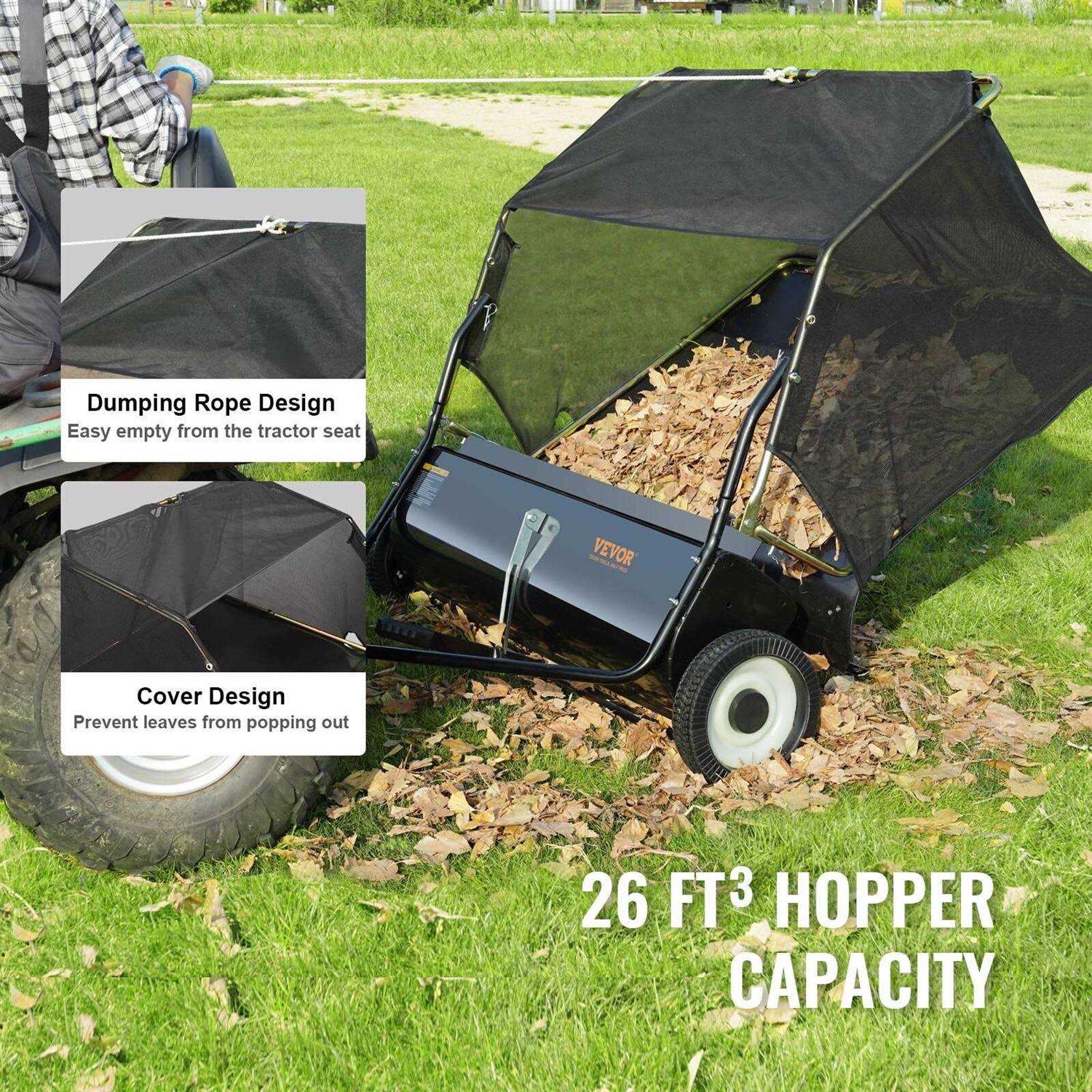 VEVOR Tow Behind Lawn Sweeper Large Capacity