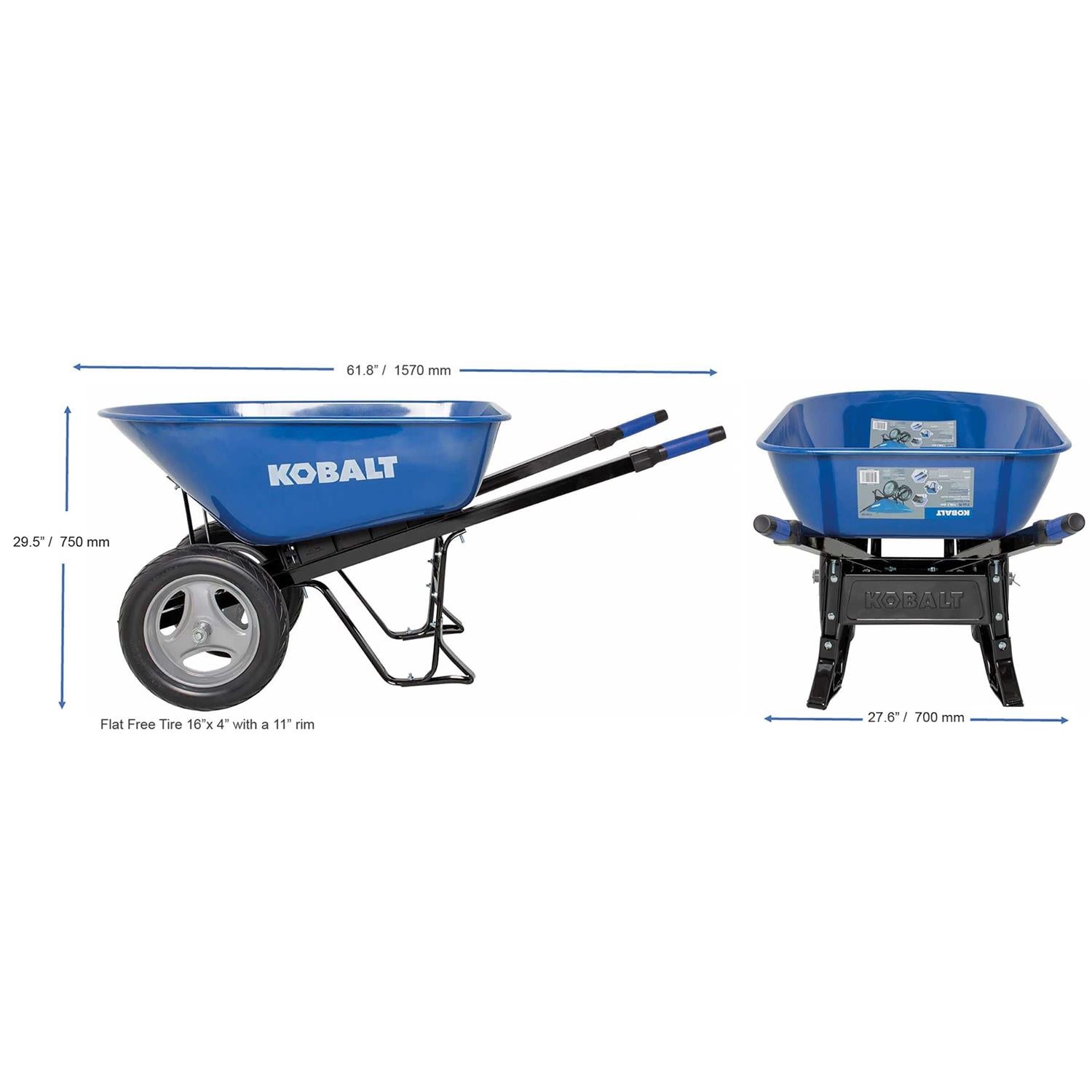 Kobalt 7-cu ft Steel Wheelbarrow with Flat-Free Tire P7-Sf-2W-K 35098