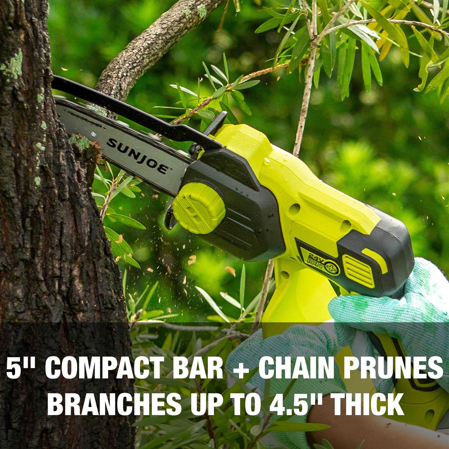 Sun Joe 24 Volt iON+ Cordless Mini Chainsaw 24V-HCS-LTE-P1