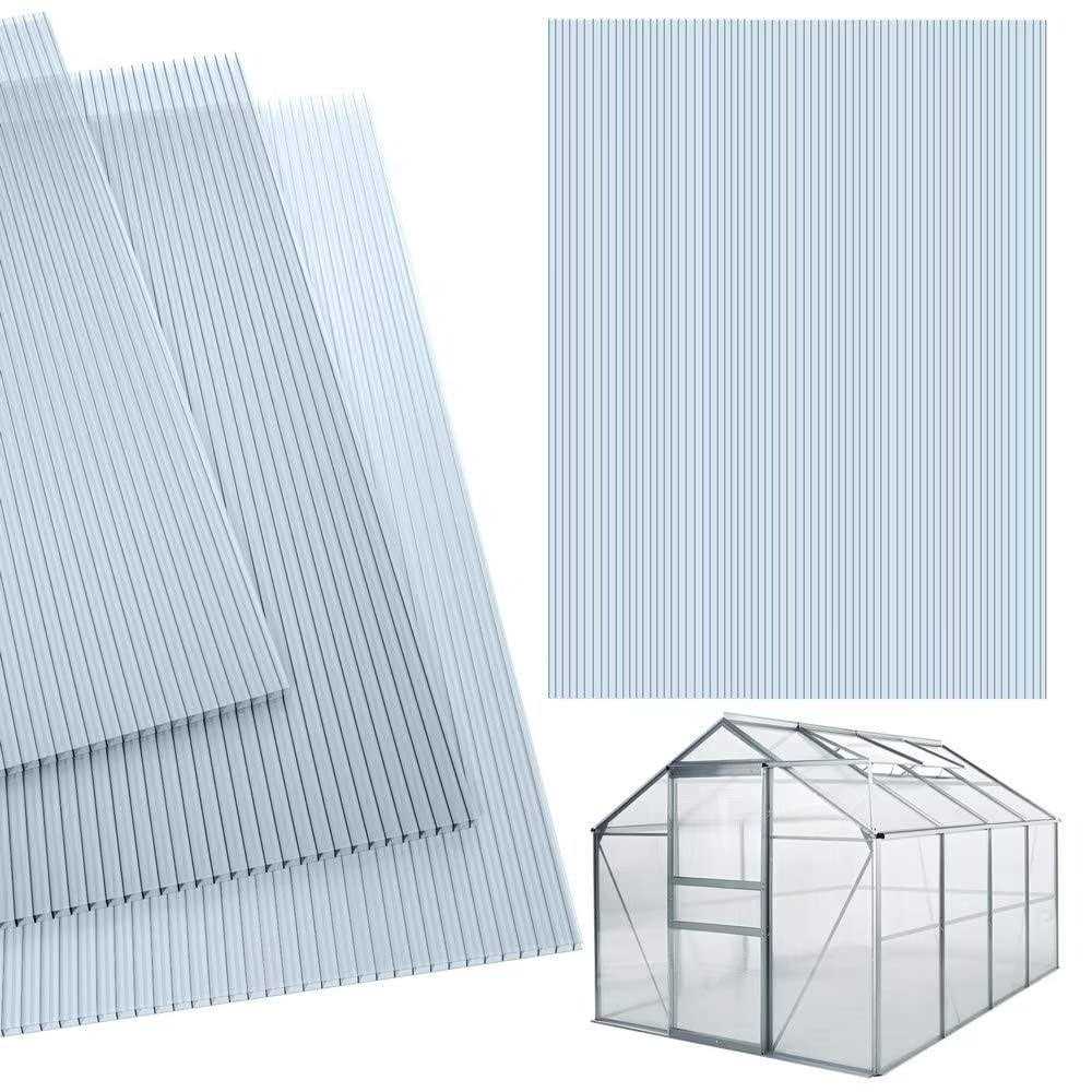 14 Pieces Set 2′ X 4′ Polycarbonate Panel,Twin Wall Polycarbonate Panels Waterproof UV Protected Reinforced Clear Sheets for Greenhouse