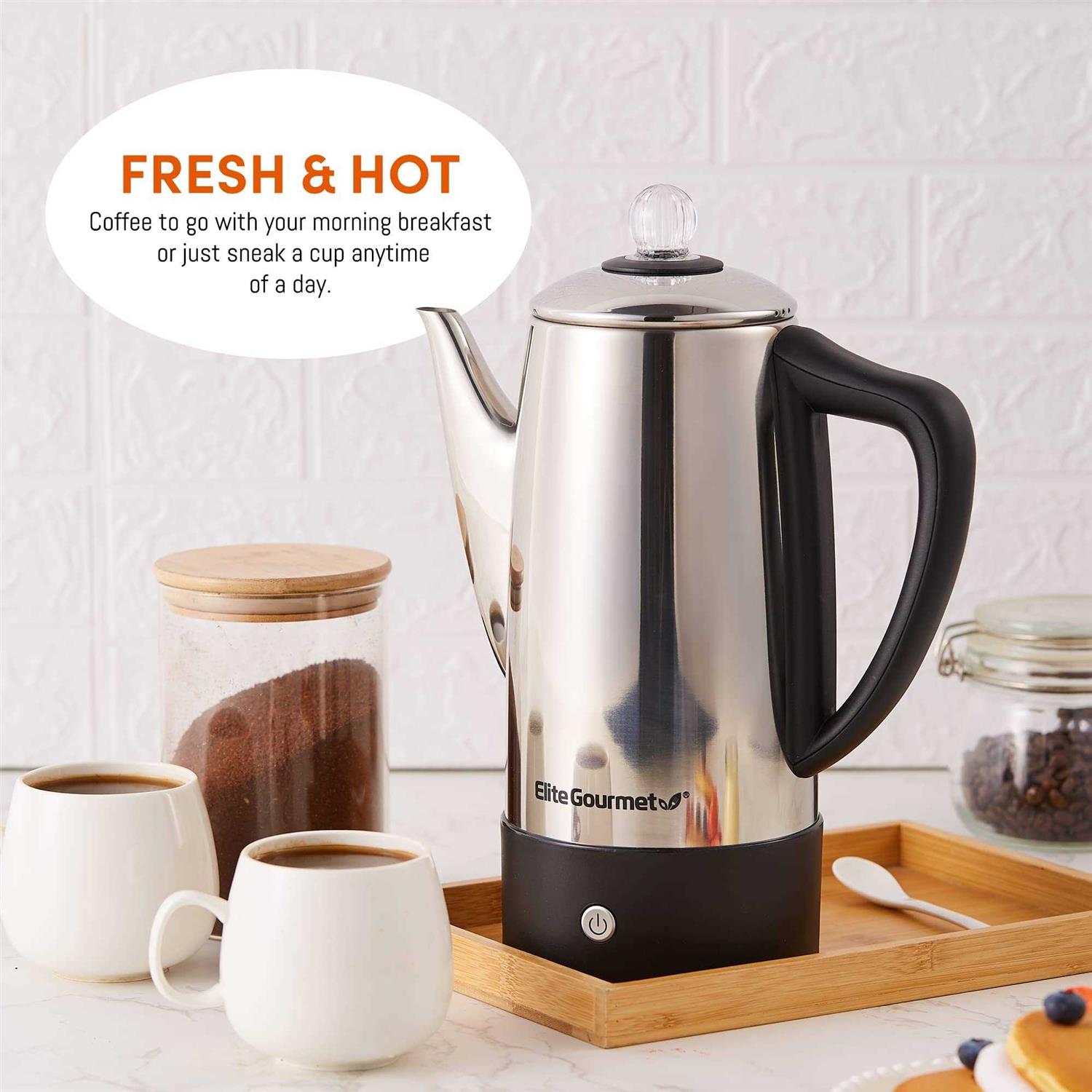 Elite Gourmet Stainless Steel 12 Cup Percolator