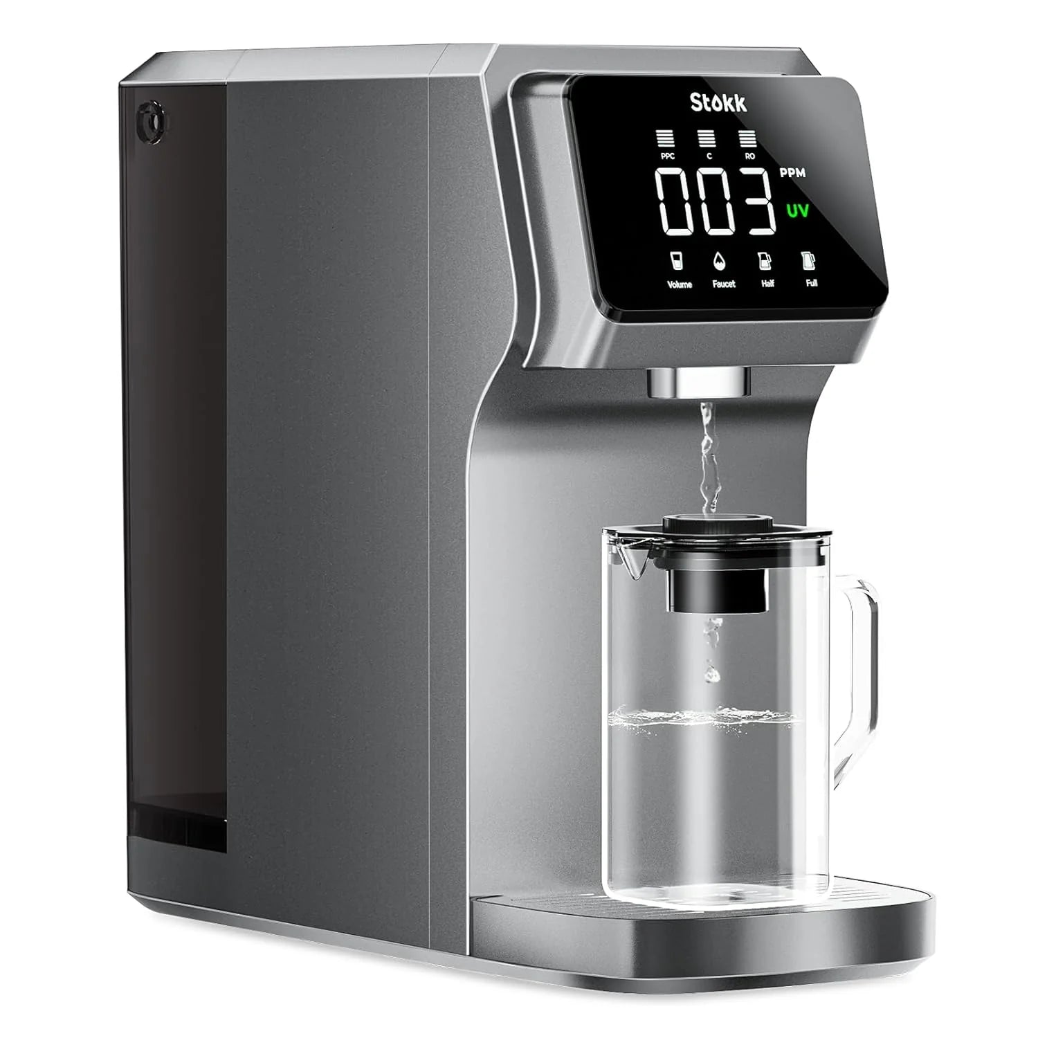 Countertop Reverse Osmosis Water Filter Carafe Alkaline Boost 6-Stage RO Filtration System Home Water Purifier Reduce Gray