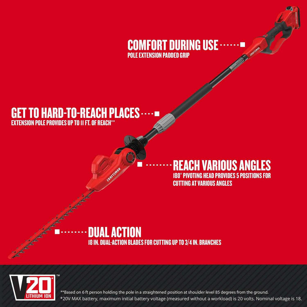 Craftsman 20V Max Pole Cordless Hedge Trimmer
