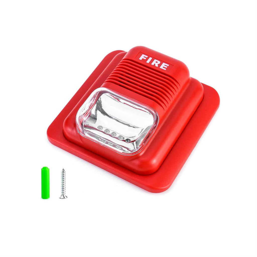 Qwork Fire Alarm, 12 24V Dc Wired Sound And Light Fire Alarm Warning Strobe Siren Horn