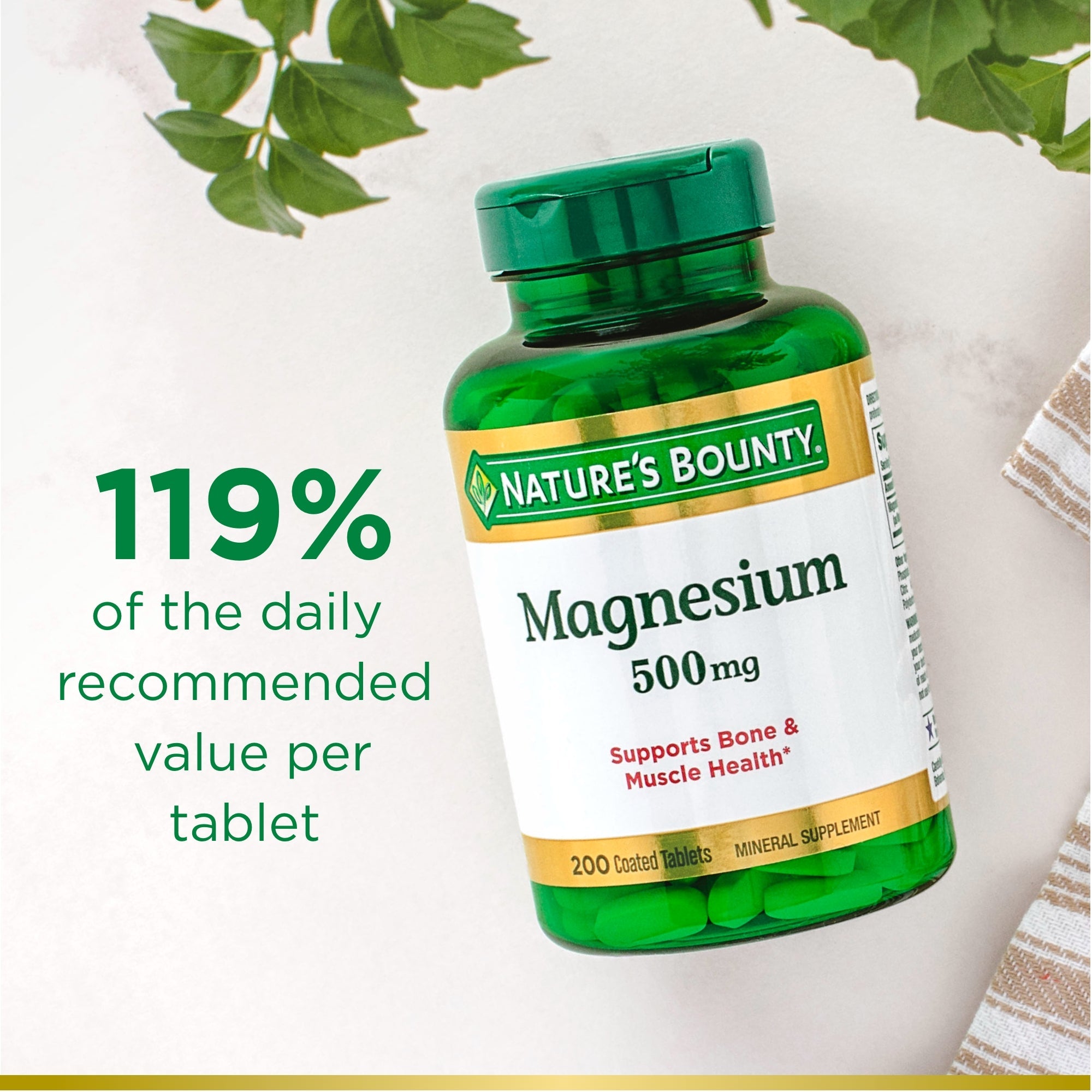 Nature's Bounty Magnesium, 500 mg, 200 Tablets