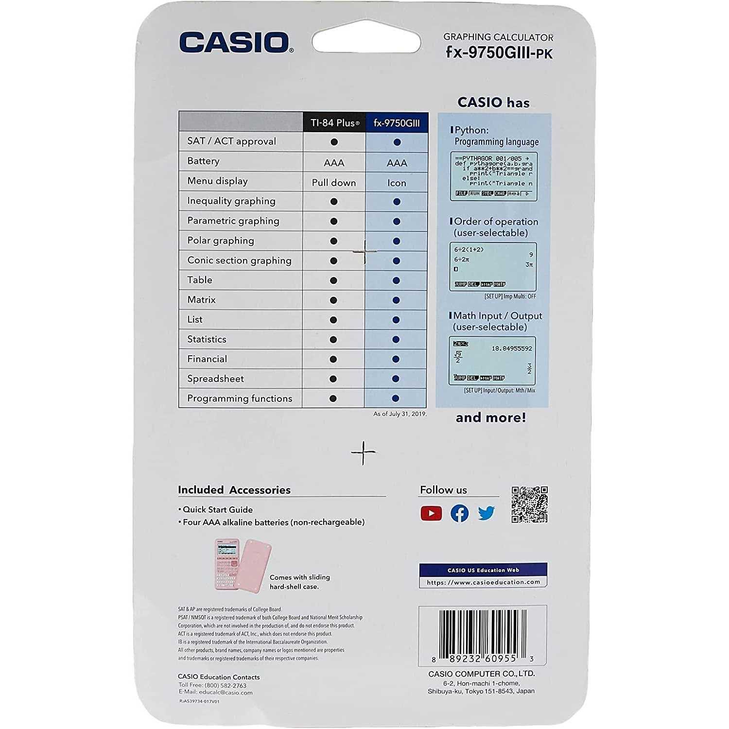 Casio FX-9750GIII 3rd Edition Graphing Calculator