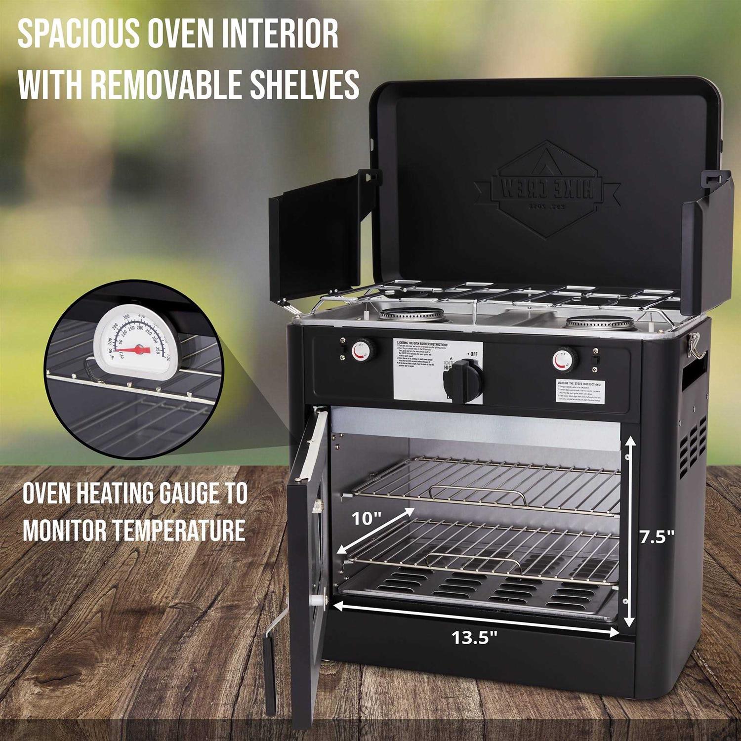 Hike Crew Portable Camping Oven with Dual Burner Propane Stove