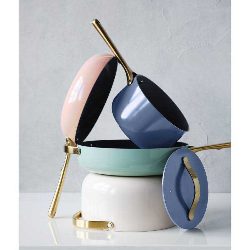 Caraway Home 7-Piece Ceramic Non-Stick Cookware Set with Gold Hardware