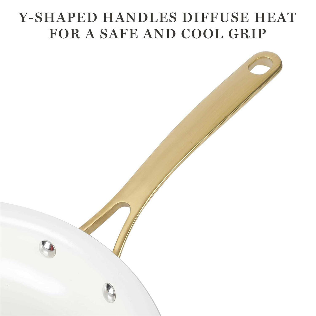Martha Stewart Lockton Premium Nonstick PFA Free Ceramic Interior 10 Piece Enamel Heavy Gauge Aluminum Pots and Pans Cookware Set
