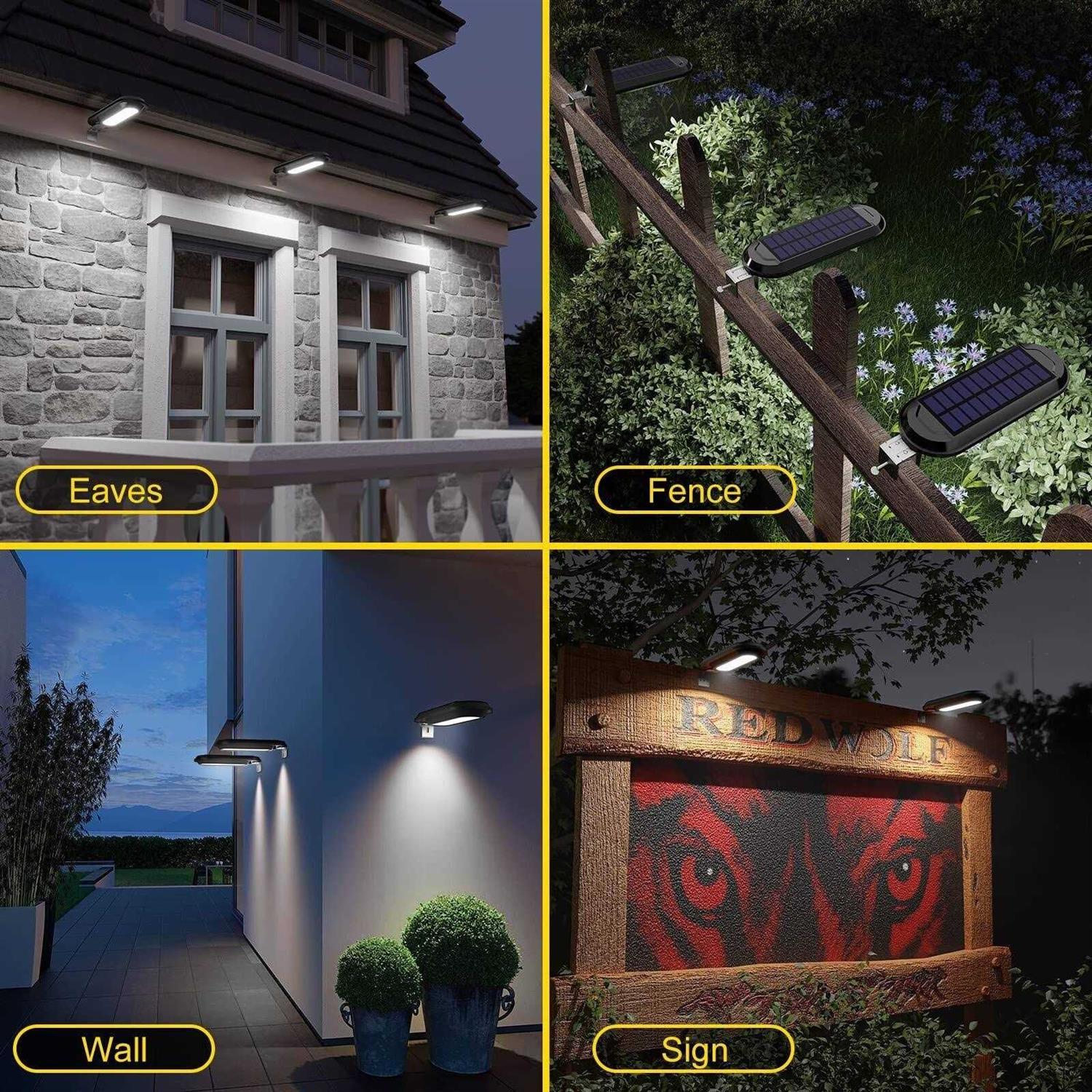 ROSHWEY Solar Gutter Lights 200LM 18 LED Gutter Solar Lights Outdoor Waterproof