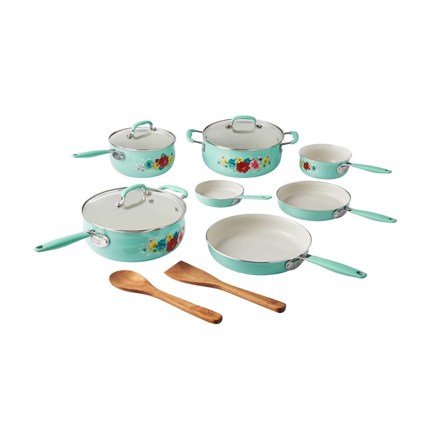 The Pioneer Woman Classic Ceramic Breezy Blossom Cookware Set