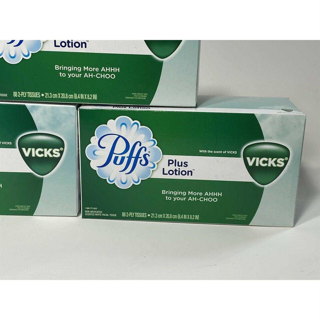 Puffs Facial Tissue, Plus Lotion, White, with the Scent of Vicks, 2-Ply – 88 tissues
