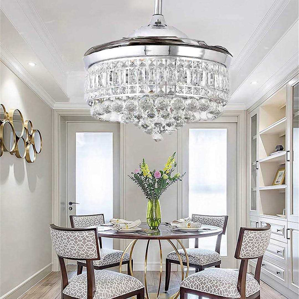 LED Crystal Ceiling Fan with Remote Control And Light Kit Included Rosdorf Park