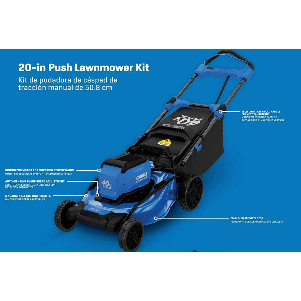 Kobalt Gen4 40-volt 20-in Cordless Push Lawn Mower 6 Ah KPM 1040A-03