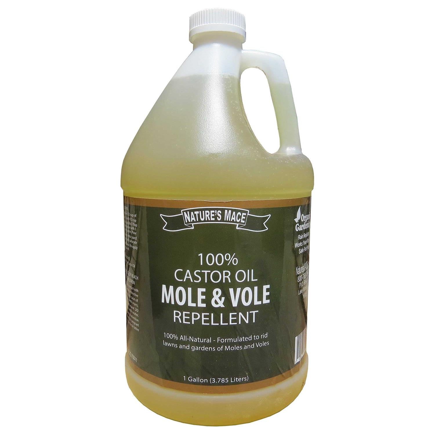 Nature’s Mace Mole & Vole Repellent 1 Gallon Pure Castor Oil Concentrate Covers up to 20,000 Sq Ft