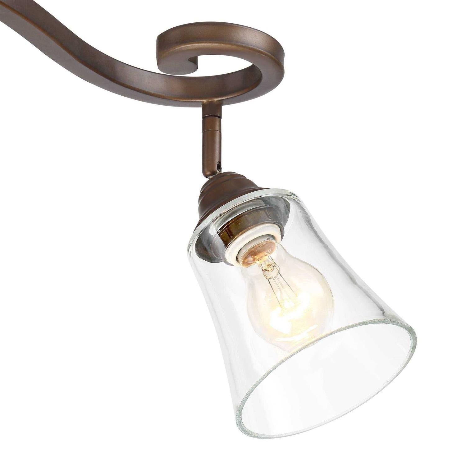Pro Track Myrna 4-Head Ceiling or Wall Track Light Fixture Kit Directional Bronze Finish Glass Modern Scroll Kitchen 43 1/2 inch Wide