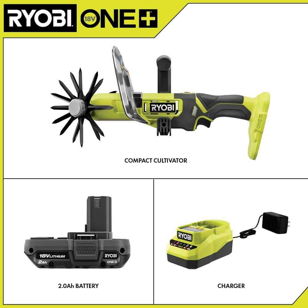 RYOBI ONE+ 18V Cordless Compact Battery Cultivator with 2.0 Ah Battery and Charger
