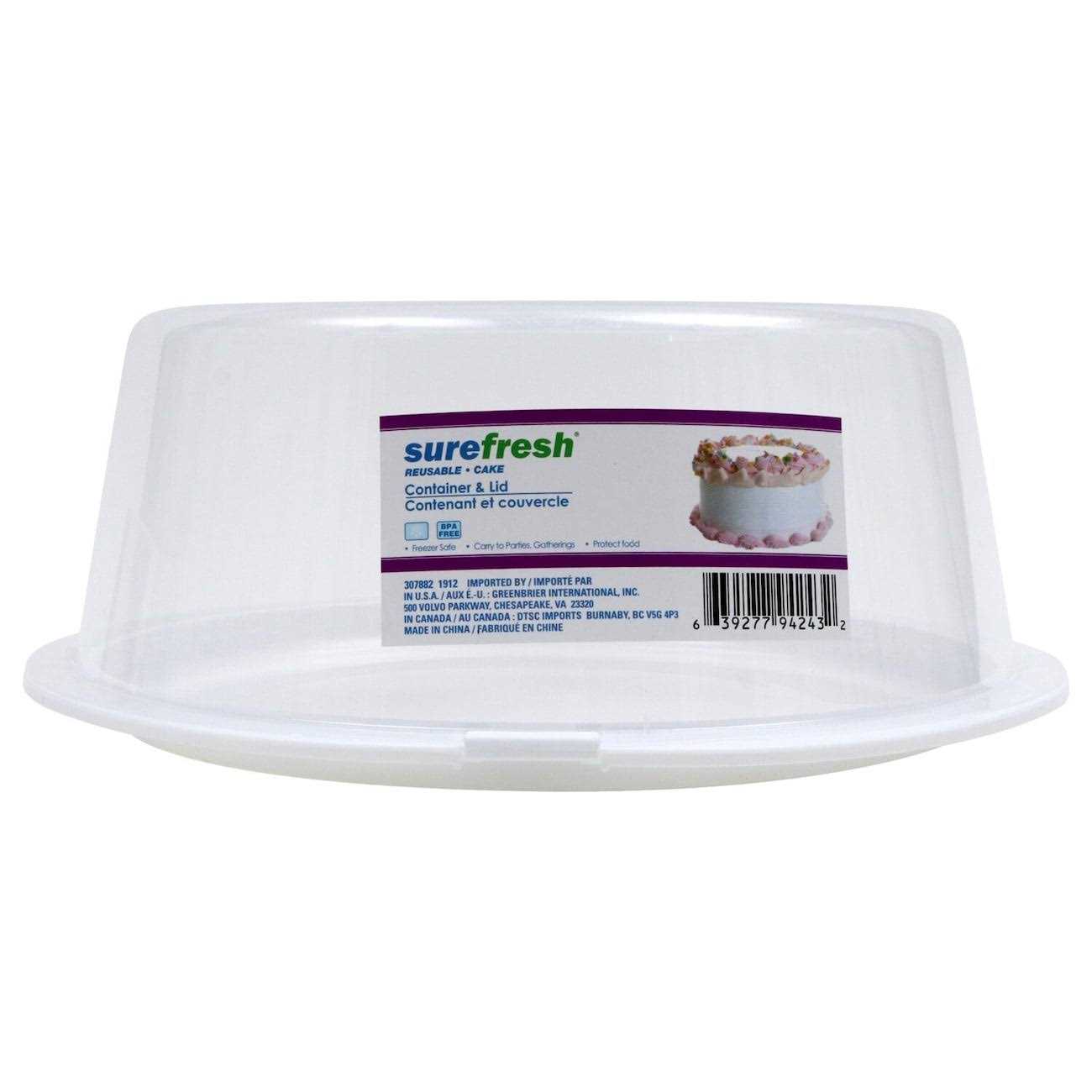 Sure Fresh Reusable Plastic Cake Container with Lid