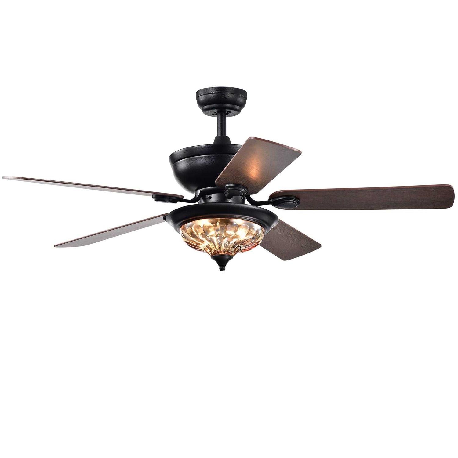 WAREHOUSE OF TIFFANY Micago Forged Black 52 Lighted Ceiling Fan CFL-8420REMO/FB