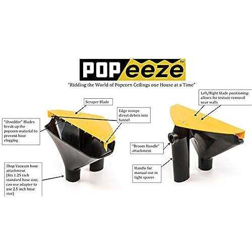POP EEZE Popeeze Popcorn Ceiling Scraper Tool Shop Vacuum Attachment for Removal and Repair of Acoustic Ceiling Texture Without Bag or Mess