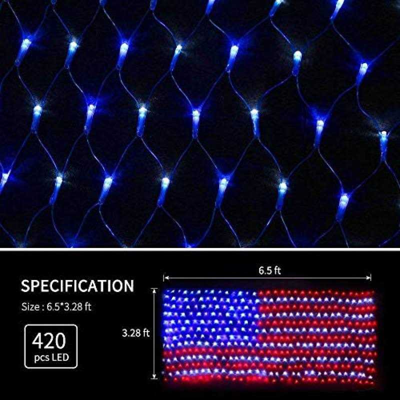 420 Led American Advanced Flag String Lights Waterproof Led Flag Net Light of The United States for Yard,Garden Decoration