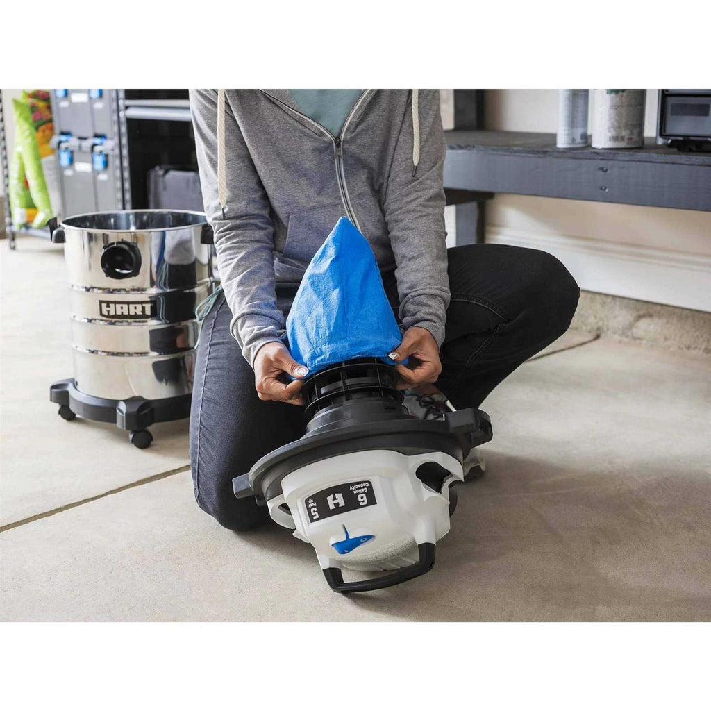 Hart 6 Gallon 5 Peak HP Stainless Steel Wet/Dry Vacuum with Bonus Car Cleaning Kit