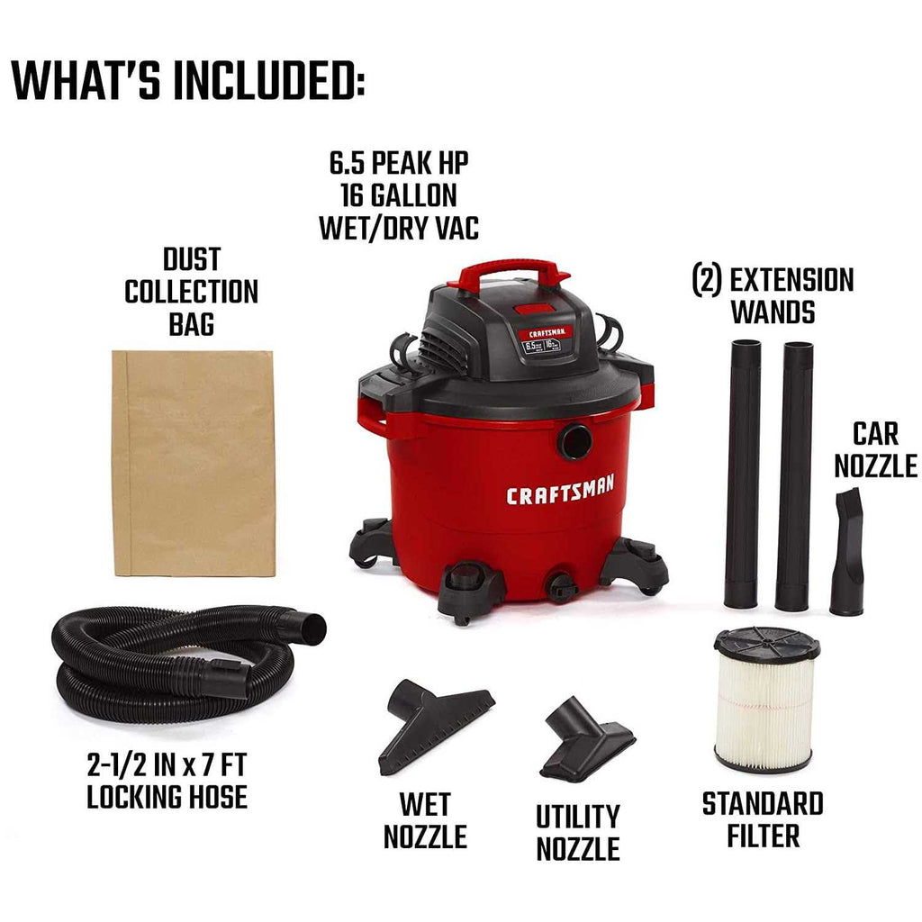 Craftsman CMXEVBE17595 16 Gallon 6.5 Peak HP Wet/Dry Vacuum