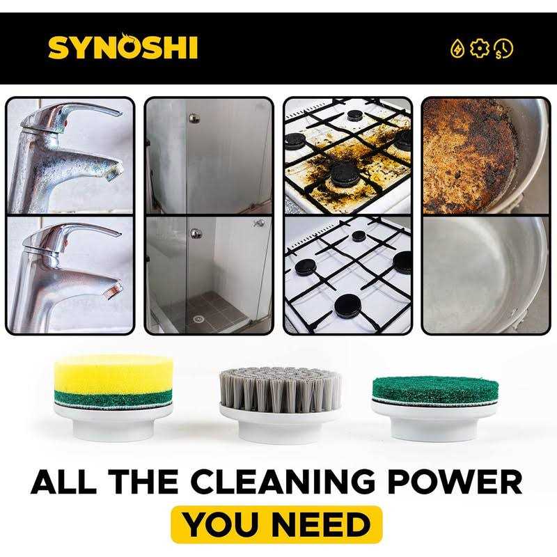 Synoshi Electric Spin Scrubber Power Brush with 3 Replaceable Heads