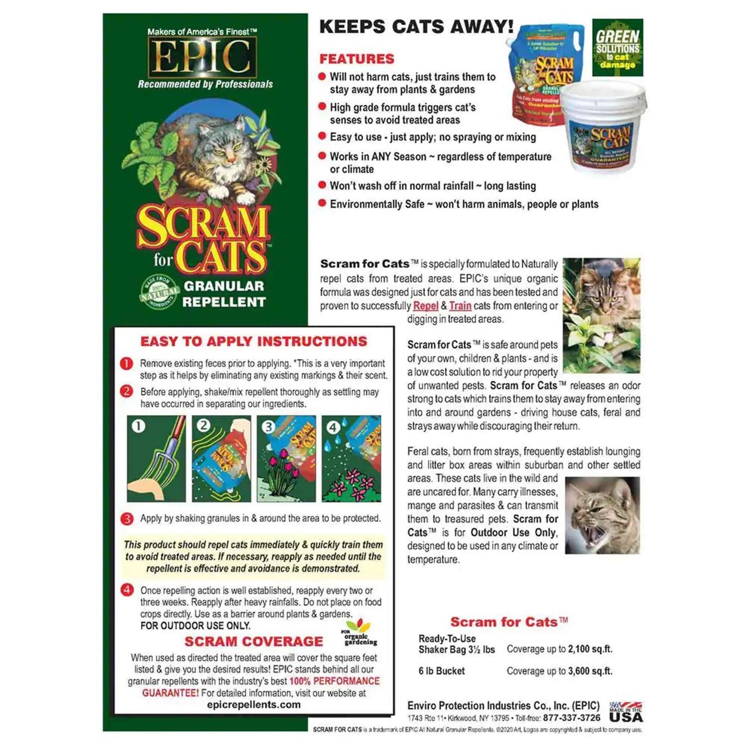 Epic Scram for Cats Outdoor Organic All Natural Granular Repellent