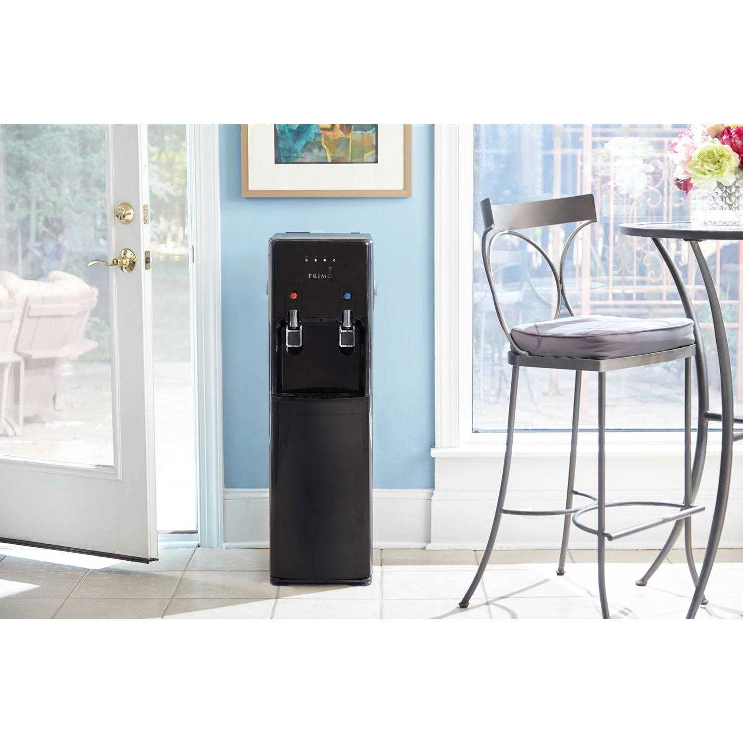 Primo Pro-Plus Bottom-Load Hot and Cold Water Dispenser with Self-Sanitization, Black/Stainless Steel