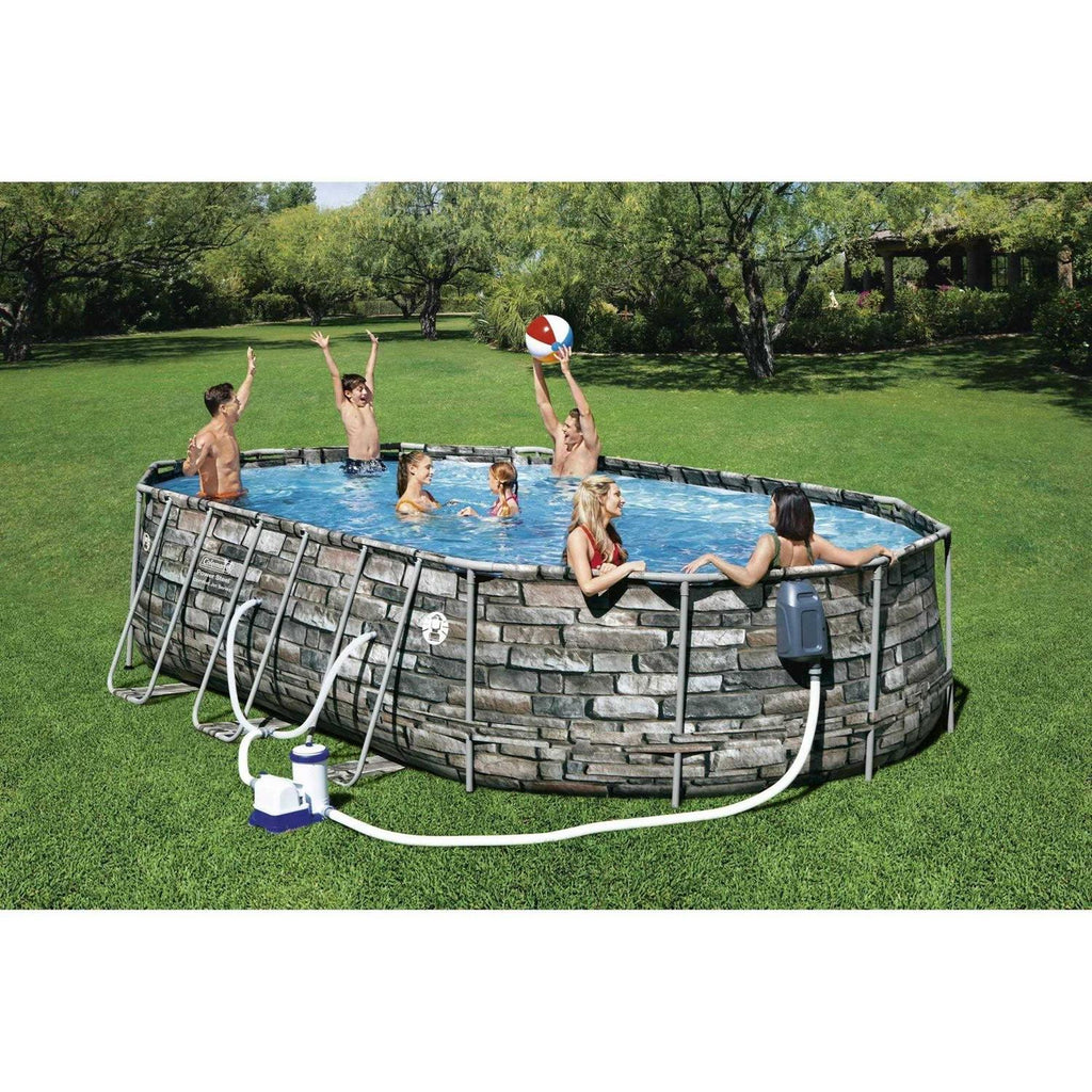 Coleman 20′ Power Steel Comfort Jet Oval 48 inch Deep Metal Frame Above Ground Pool