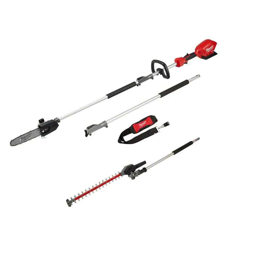 Milwaukee M18 FUEL 10 in. 18V Lithium-Ion Brushless Electric Cordless Pole Saw with M18 QUIK-LOK Hedge Trimmer Attachment