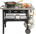 Cuisinart Outdoor Wok Station, 50,000 BTU Propane Outdoor Wok Burner w Prep Table, 14测 Carbon Steel Wok for Stir Fry, Searing, BBQ  Black