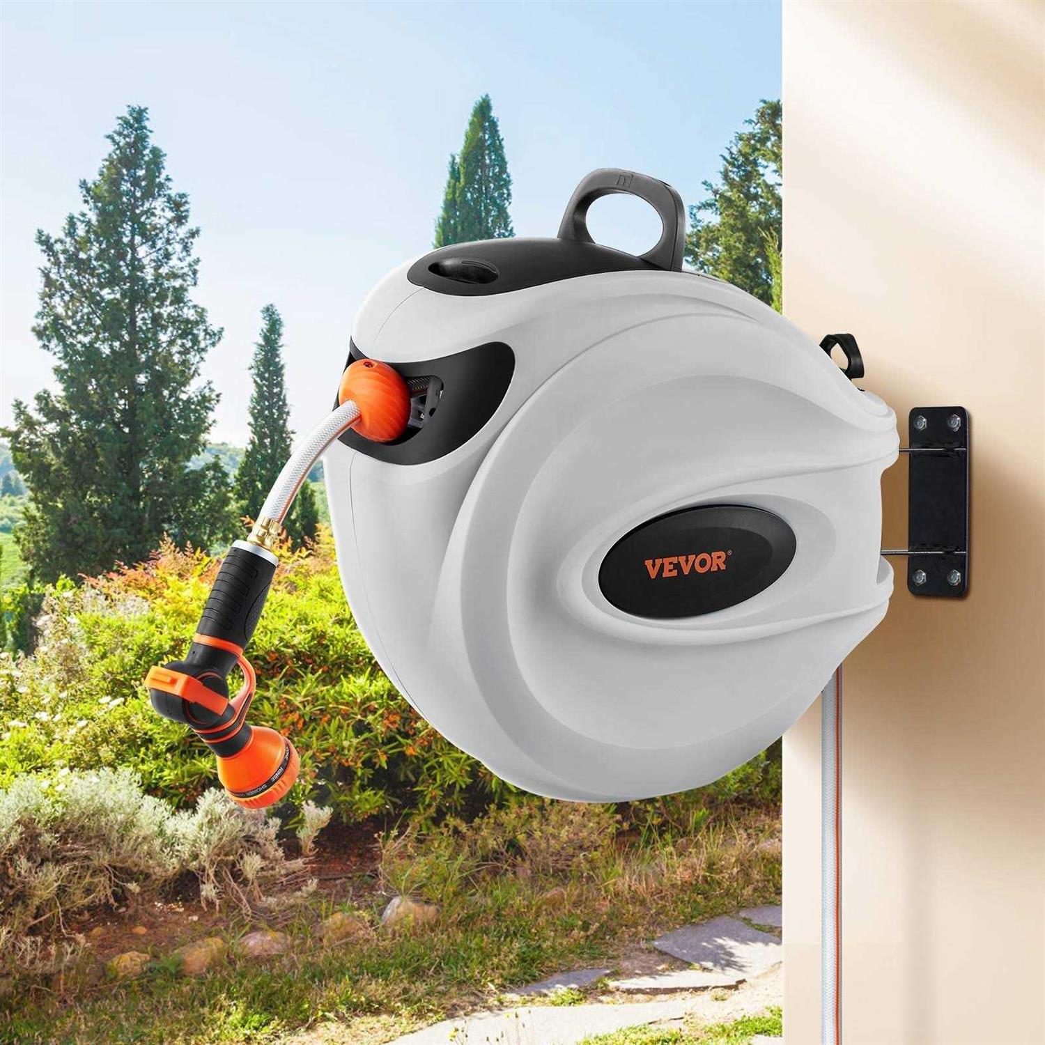 Retractable Plastic Wall Mounted Hose Reel with Automatic Rewind VEVOR