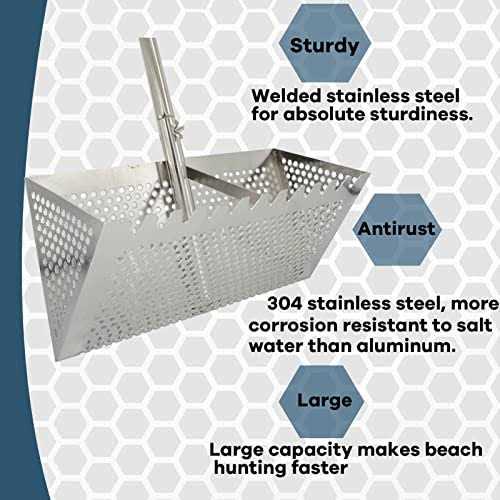 Sand Fleas Rake Stainless Steel Sand Sifter Detachable 47 Inches Long Handle