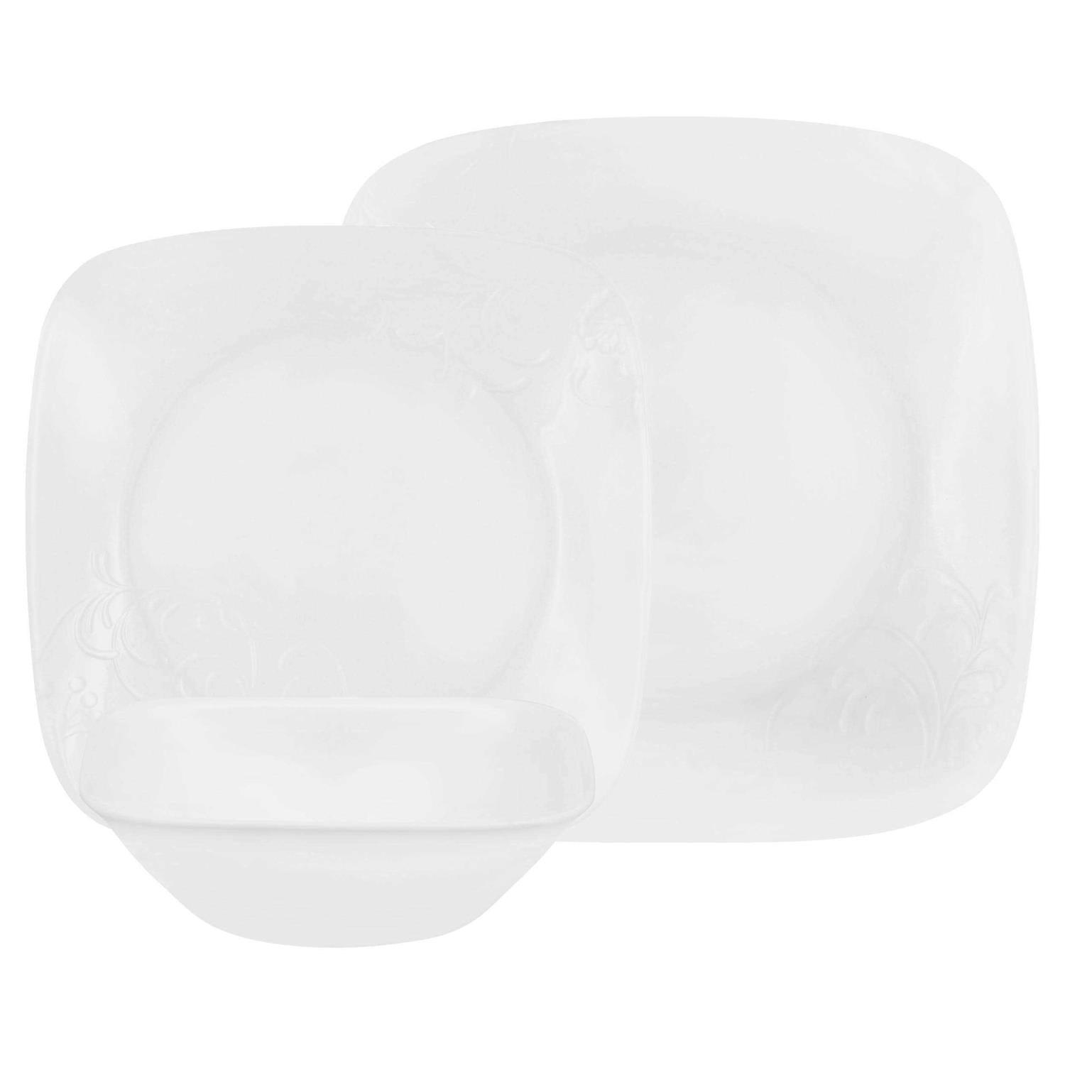 Corelle Boutique Cherish Embossed Square 16-Piece Dinnerware Set