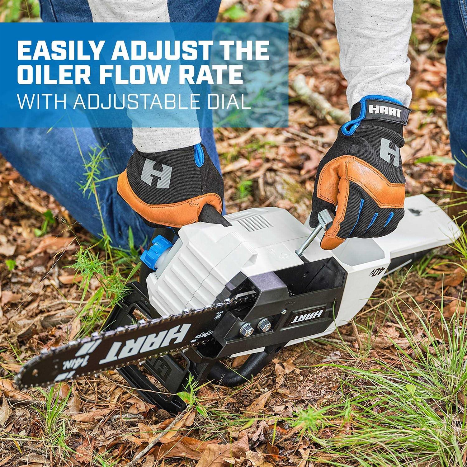 HART 40-Volt Cordless Brushless 14-inch Chainsaw Kit 4.0Ah Lithium-Ion Battery