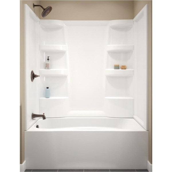 Delta Hycroft 3-Piece 60 In. L x 30 In. D (Bathtub) Tub Wall Kit in White