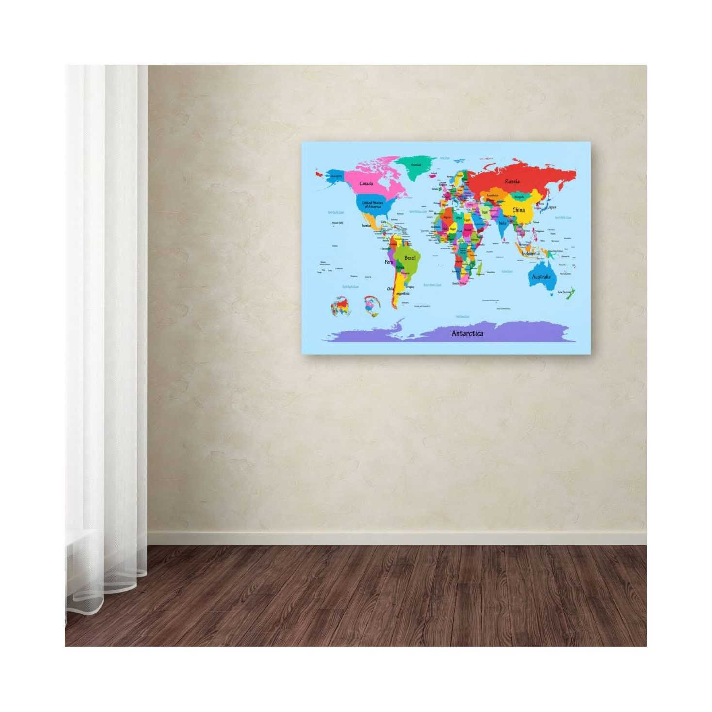 Trademark Fine Art Trademark Michael Tompsett World Map Canvas Art