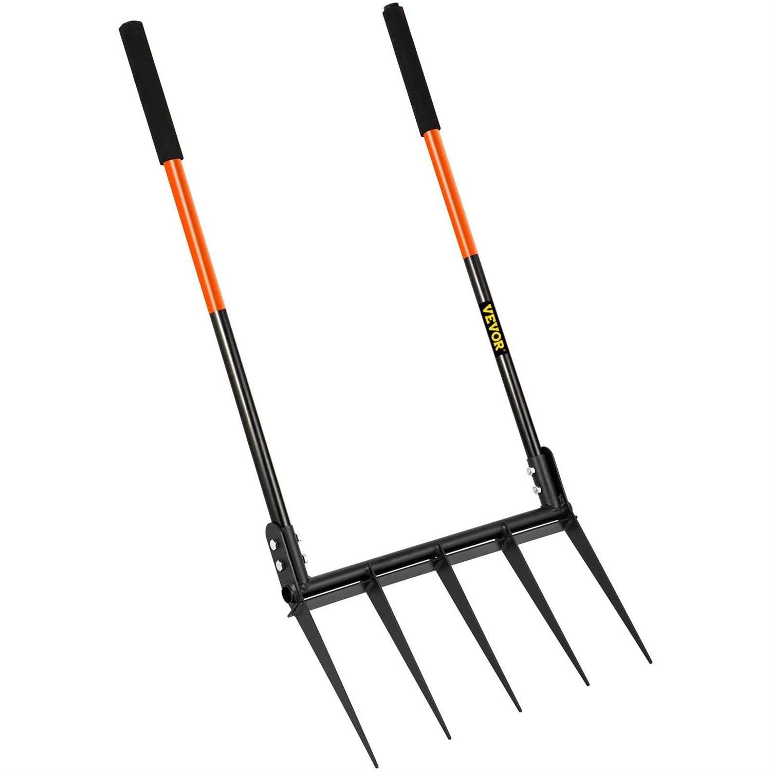 VEVOR Broad Fork Tool, 5 Tines 20 in Wide, Garden Tool with Fiberglass Handle for Gardening and Cultivating