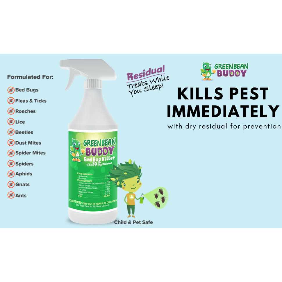 Green Bean Buddy Bed Bug, Lice, Roach, Flea, Tick, Beetle, Ant, Mite Control and Killer
