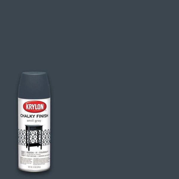 Krylon CHALKY FINISH 12 Oz. Ultra Matte Chalk Spray Paint, Anvil Gray